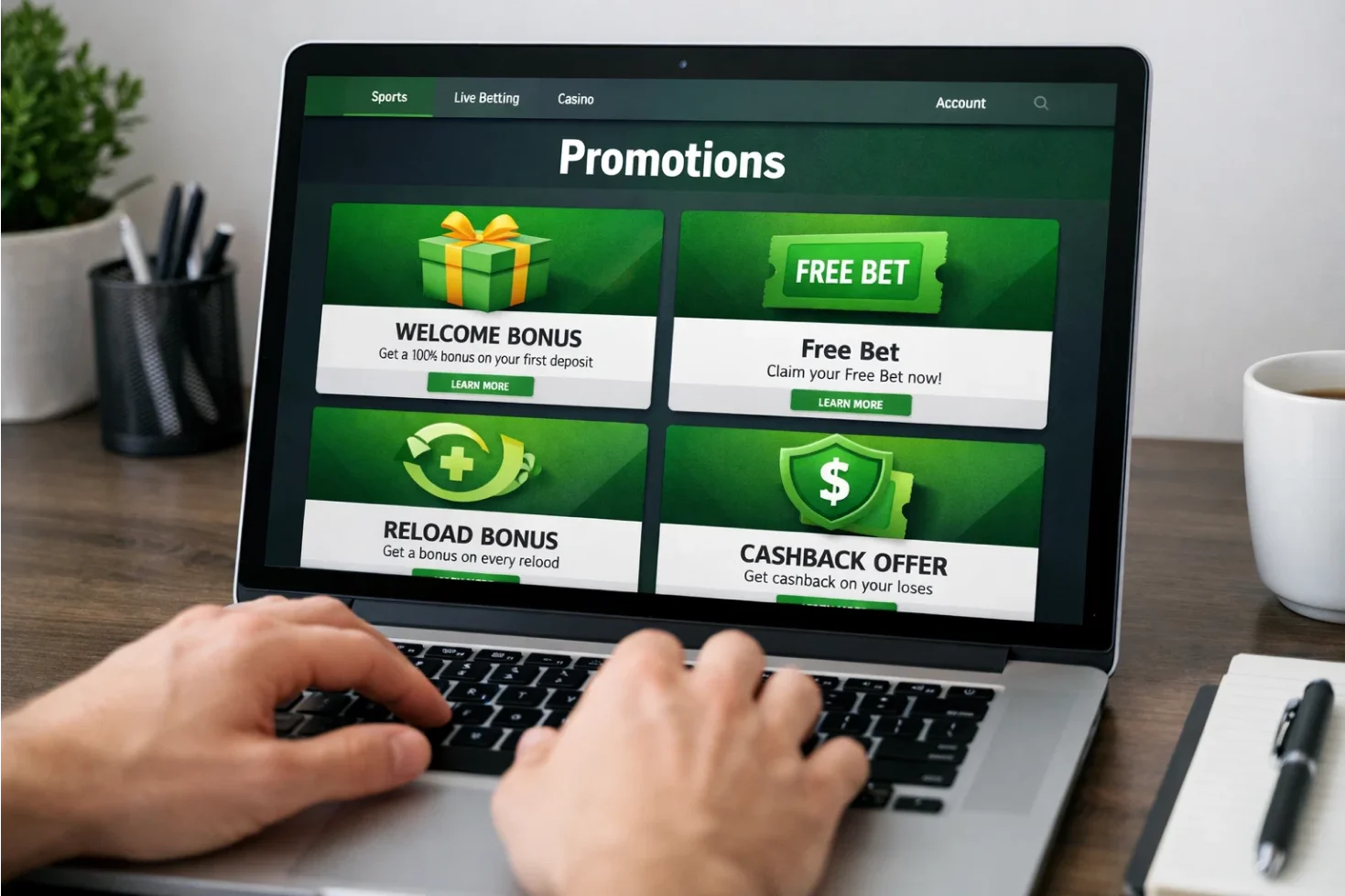 Different betting bonus icons showing free bets deposit match and enhanced odds